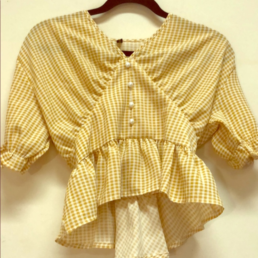 Women V Neck Elbow Sleeve Blouse